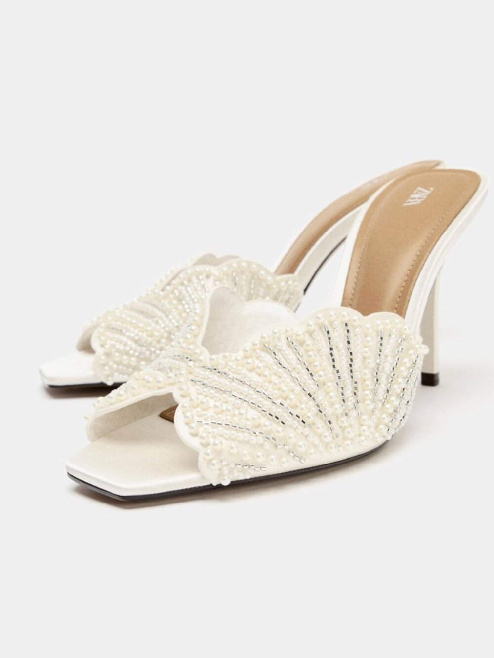 ZARA PEARL SLINGBACK HEELED SANDALS size 7